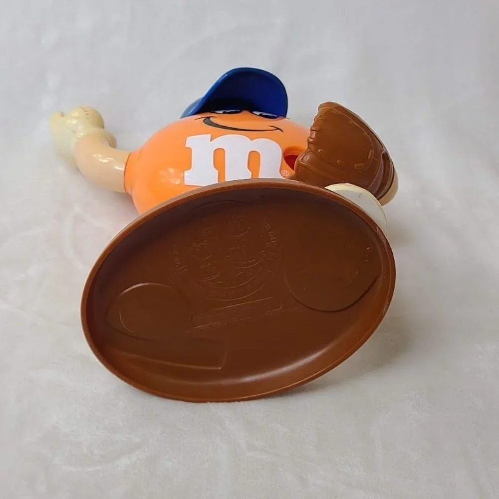 M&M's Sport Baseball Player Orange Candy Dispenser Limited Edition Blue Hat